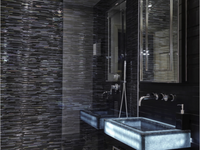 Blue EcoGlass Vanity made to measure