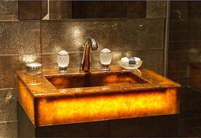 Recycled Glass Basin Amber Eco Glass