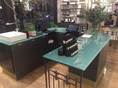 Glass Countertops made of Sustainable Recycled Glass with no resins and no crystalline silica