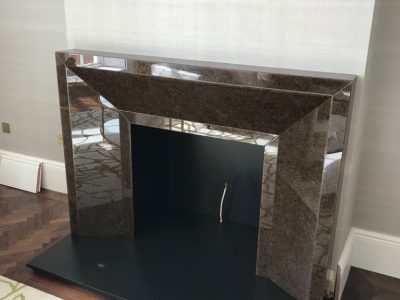 Glass Fireplace Surround made of Stoneville Recycled Eco Glass