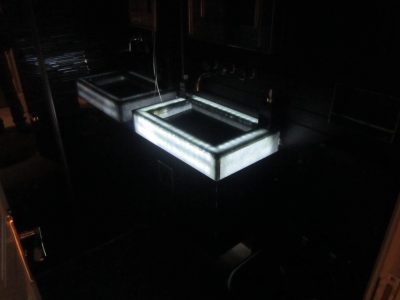 Glass Vanity made of Sustainable Eco Glass - Vanity made to measure, translucent and backlit - Agate