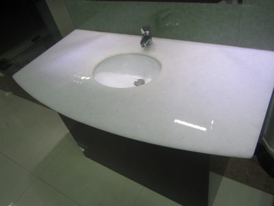 Bespoke White Glass Vanity Top made of Eco Glass