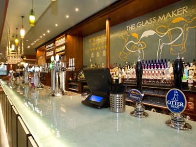 Bar Top made of Sustainable Recycled Glass Bar Top, translucent and eco friednly