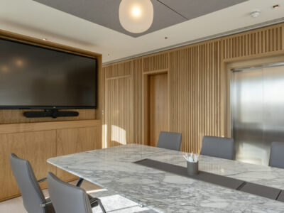 Arabescato Marble Table Top - barrel shaped, bespoke fabrication and installation