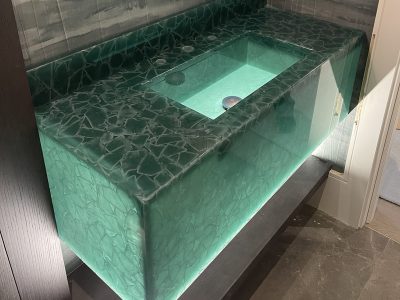 Recycled Glass Vanity made of green eco glass