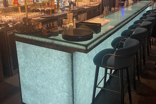 Glass Bar Top and Side Panels backlit Glass Bar Top and Side Panels backlit made to measure of translucent eco glass
