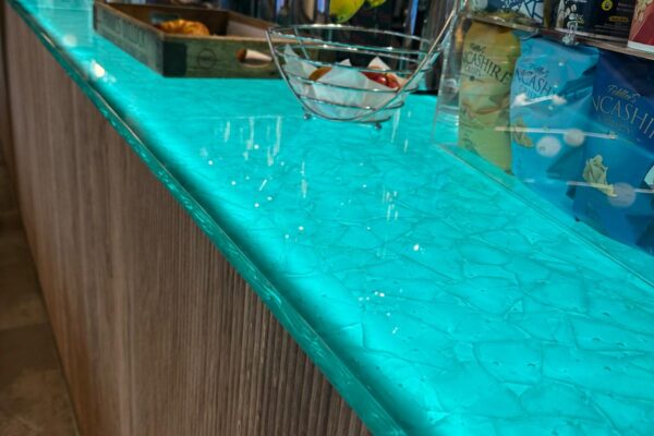 Sustainable Recycled Glass Worktop Lit Up Sustainable Recycled Glass Worktop Lit Up