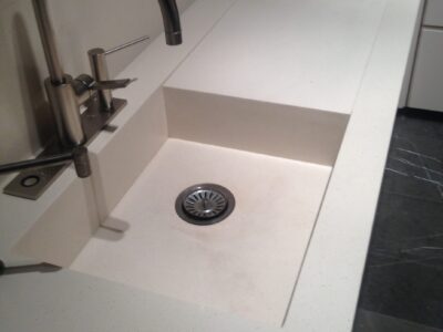 Quartz Worktop and sink white