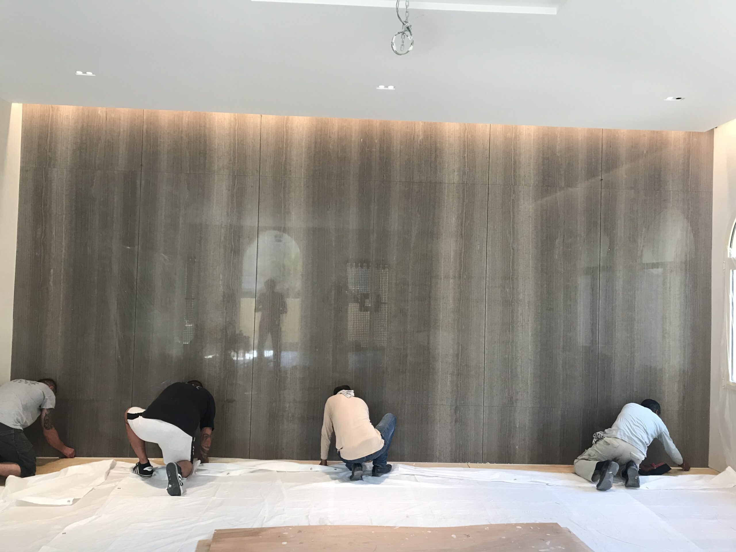 Stone installation - large marble wall panels - by Stoneville