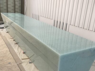 Recycled Glass Bar - all clad in blue eco glass