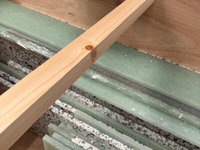 Recycled Glass Panels packed in a crate for export