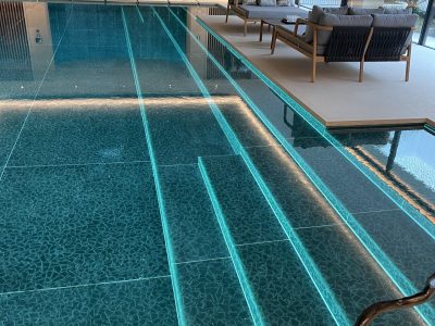 Eco Glass Swimming Pool Floor Panels and Steps