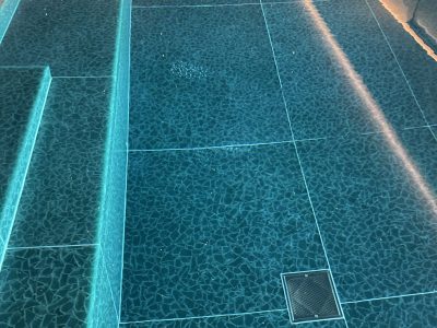 Recycled Glass Swimming Pool Floor Panels and Steps in fresh green