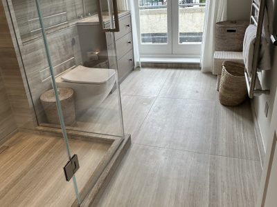 Silk Georgette Marble Walls and Floors in a Bathroom