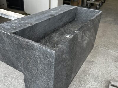 Bespoke Stone Vanity for an office - dark grey limestone