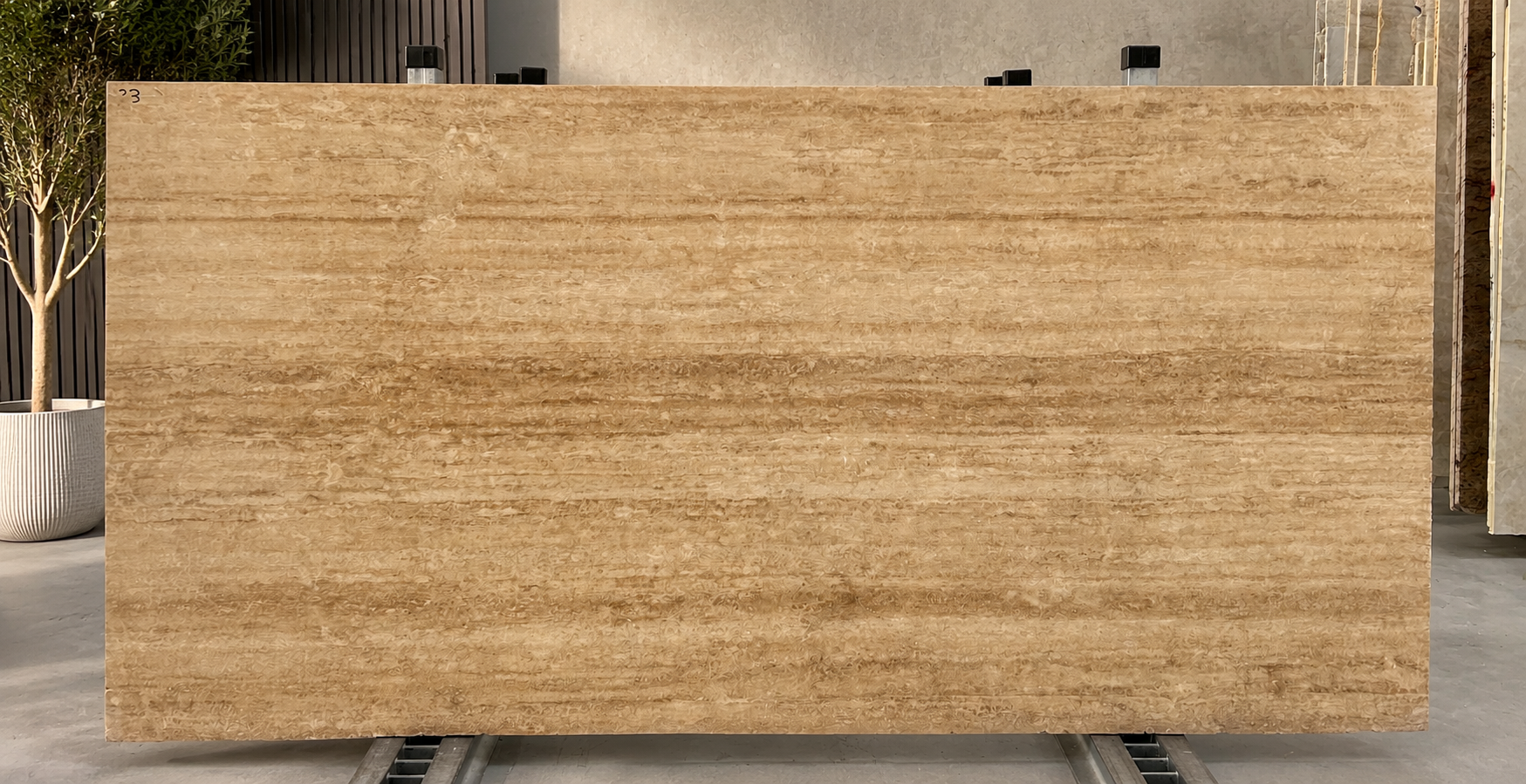 Dark Beige Travertine or Travertino Noce slab