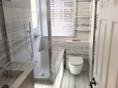 Bespoke Marble Bathroom - marble on the walls and floors, Kensington