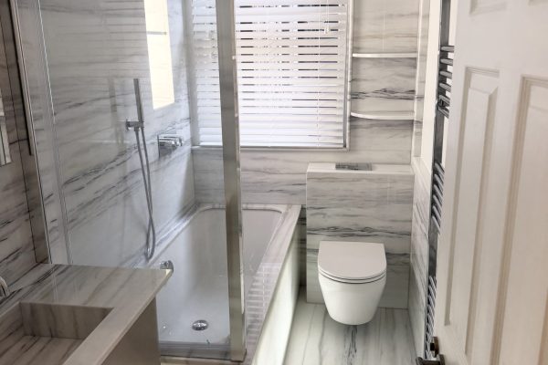 Bespoke Marble Bathroom - marble on the walls and floors, Kensington