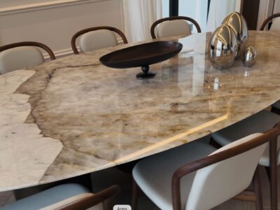 Bespoke Patagonia Quartzite Table Top in a private Penthouse in Chelsea Bespoke Patagonia Quartzite Table Top in a private Penthouse in Chelsea